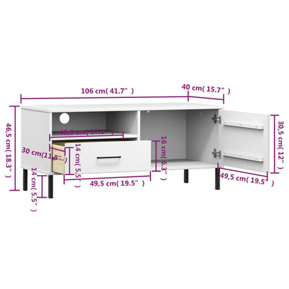 TV-Møbel Hvit Tv-benk med metallben heltre furu OSLO