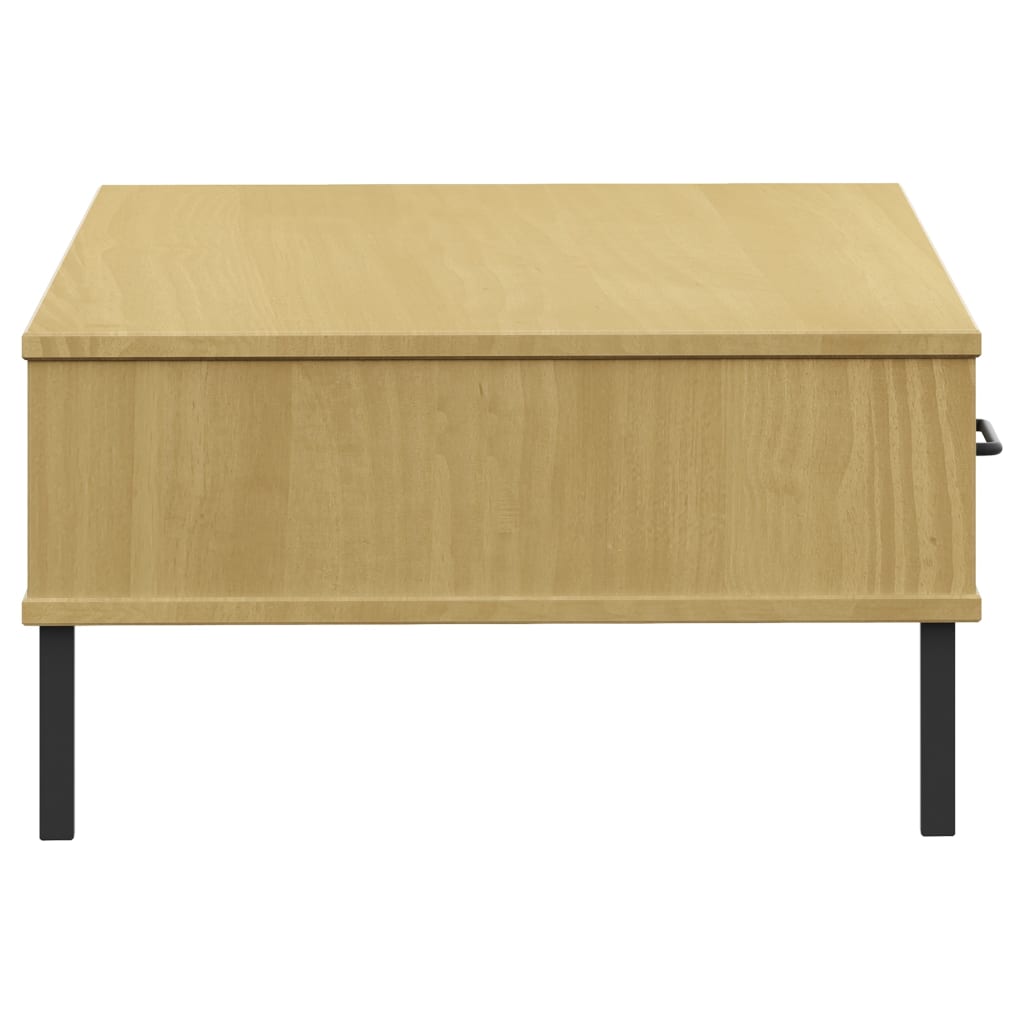 Salongbord Sofabord Tre heltre furu Brun med metallben OSLO