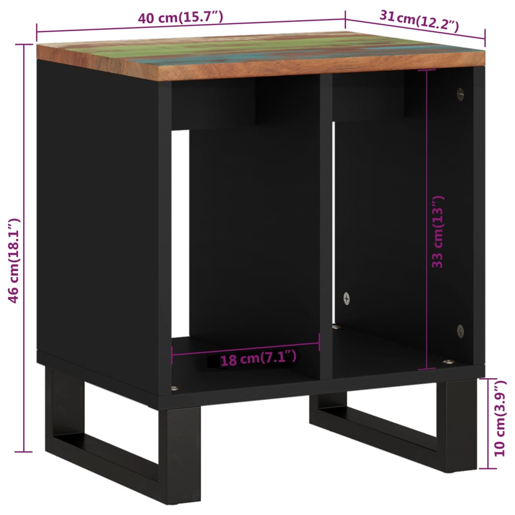 Sidebord 40x31x46 cm gjenvunnet heltre og konstruert tre