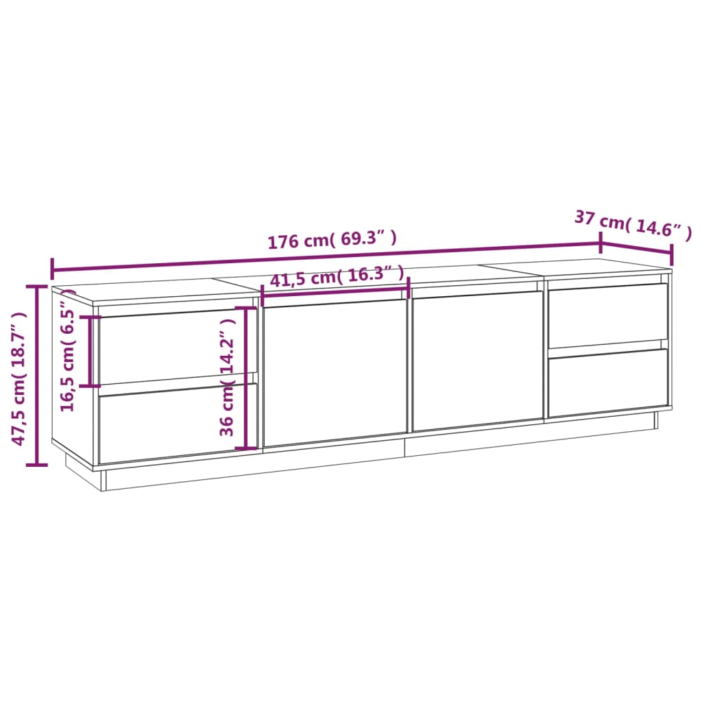 TV-benk 176x37x47,5 cm heltre furu