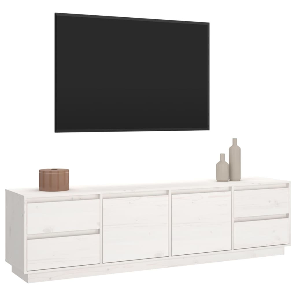 TV-benk hvit 176x37x47,5 cm heltre furu