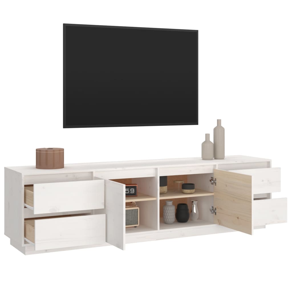 TV-benk hvit 176x37x47,5 cm heltre furu