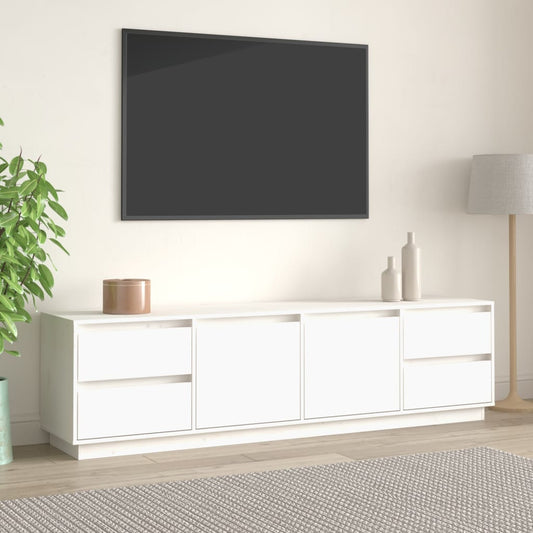 TV-benk hvit 176x37x47,5 cm heltre furu