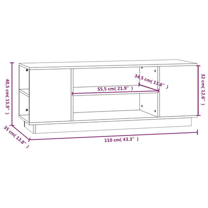 TV-benk grå 110x35x40,5 cm heltre furu