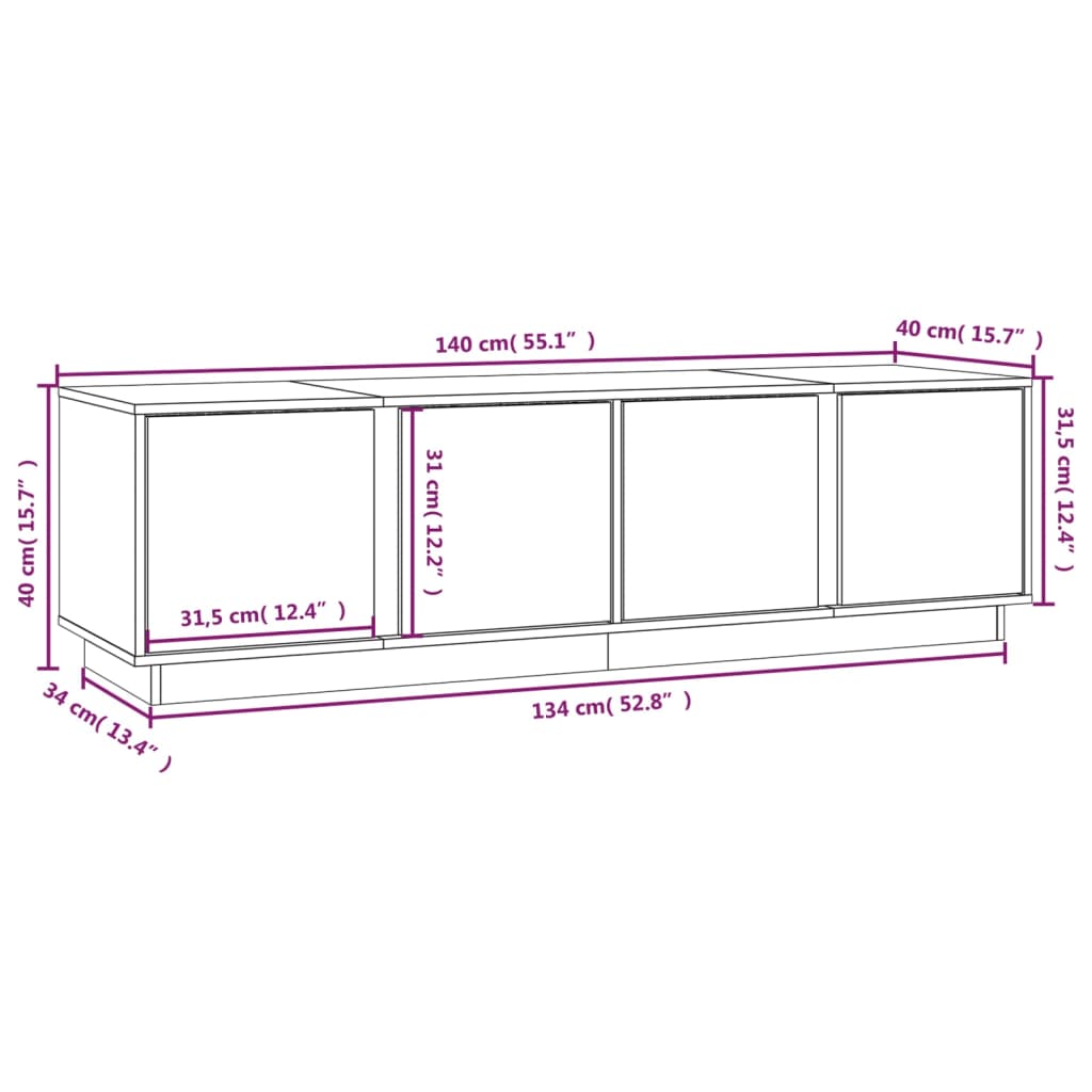 TV-benk 140x40x40 cm heltre furu