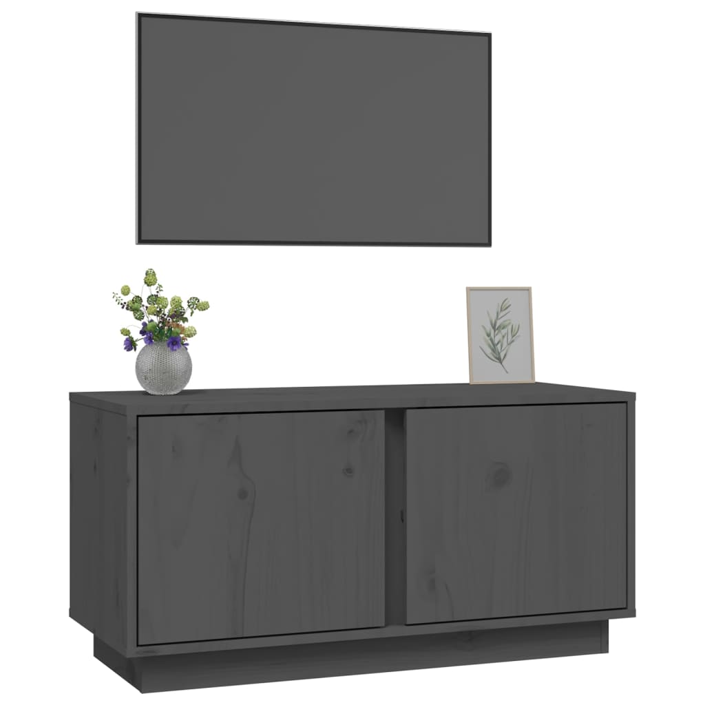 TV-benk grå 80x35x40,5 cm heltre furu