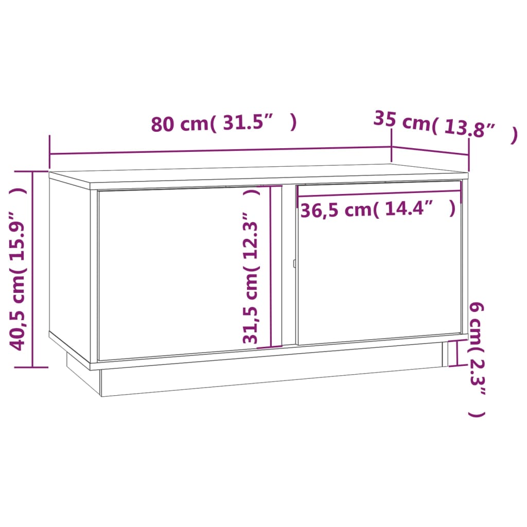 TV-benk grå 80x35x40,5 cm heltre furu