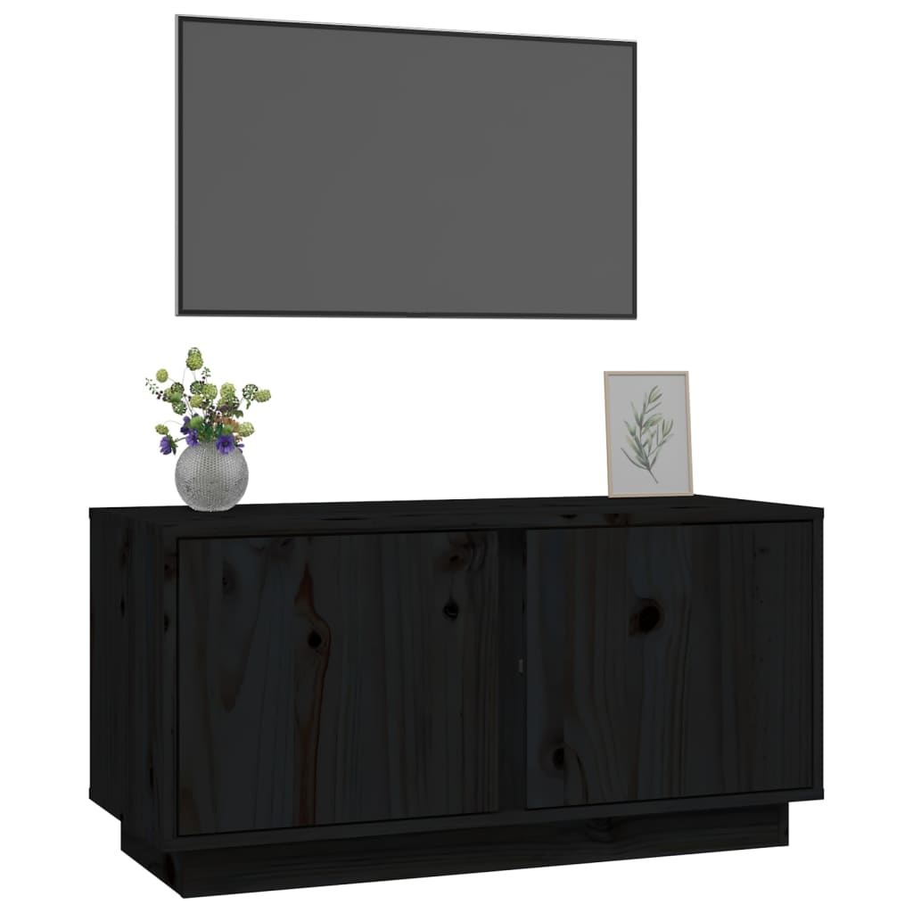 TV-benk svart 80x35x40,5 cm heltre furu