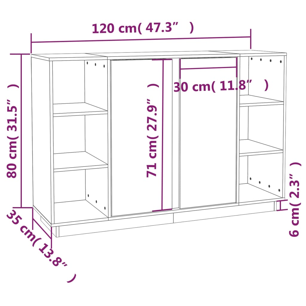 Skjenk 120x35x80 cm heltre furu