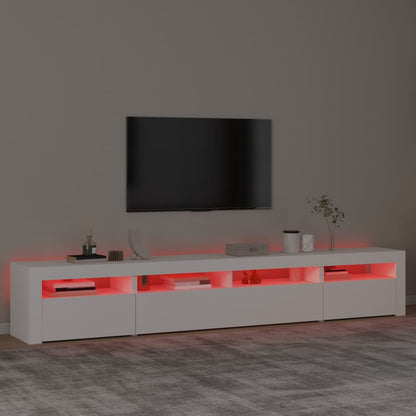 TV-Møbel Hvit TV-benk med LED-lys 240x35x40 cm