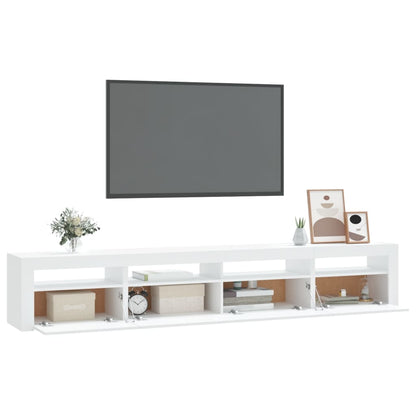 TV-Møbel Hvit TV-benk med LED-lys 240x35x40 cm