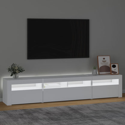 TV-Møbel Hvit TV-benk med LED-lys 210x35x40 cm