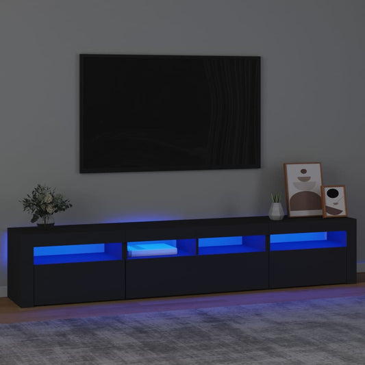 TV-Møbel Svart TV-benk med LED-lys 210x35x40 cm