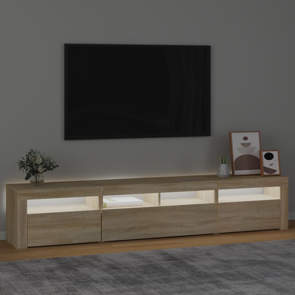 TV-Møbel Sonoma Eik TV-benk med LED-lys 210x35x40 cm