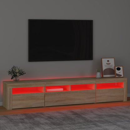 TV-Møbel Sonoma Eik TV-benk med LED-lys 210x35x40 cm