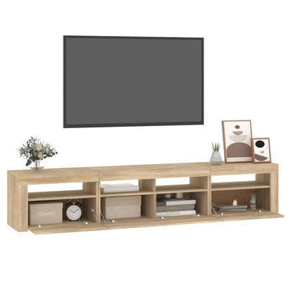 TV-Møbel Sonoma Eik TV-benk med LED-lys 210x35x40 cm