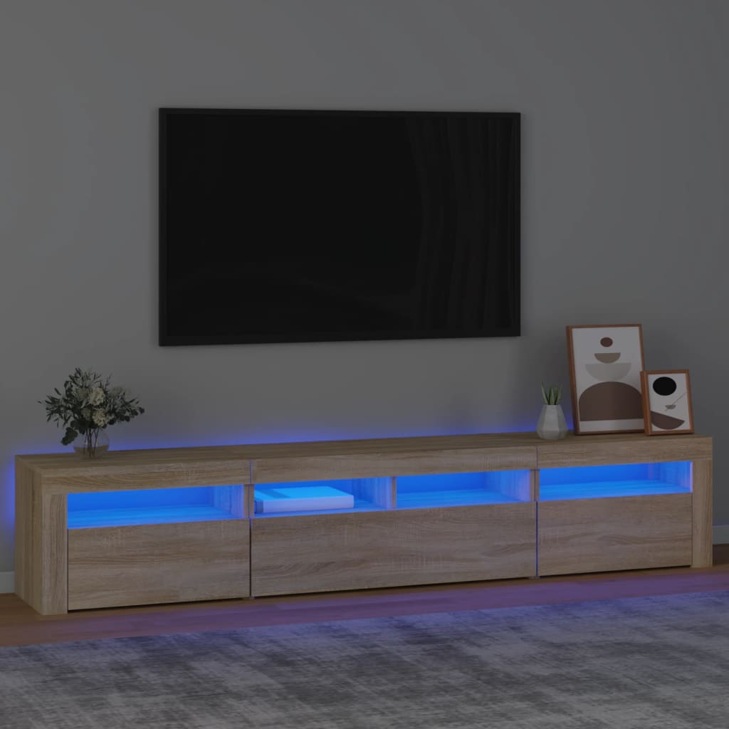 TV-Møbel Sonoma Eik TV-benk med LED-lys 210x35x40 cm