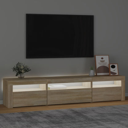 TV-Møbel Sonoma Eik TV-benk med LED-lys 195x35x40 cm