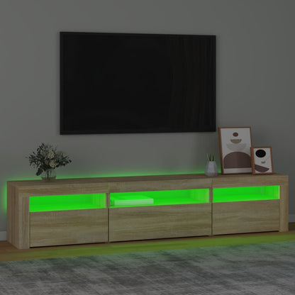 TV-Møbel Sonoma Eik TV-benk med LED-lys 195x35x40 cm