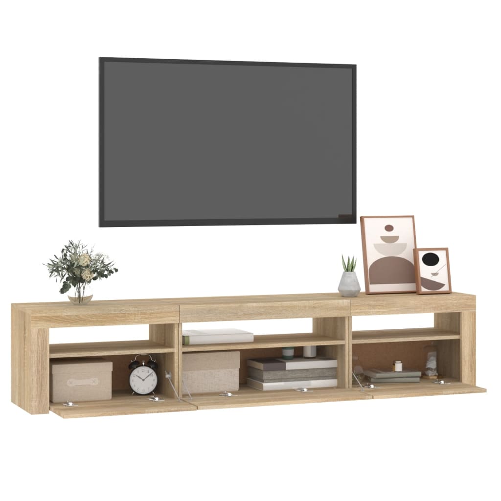 TV-Møbel Sonoma Eik TV-benk med LED-lys 195x35x40 cm