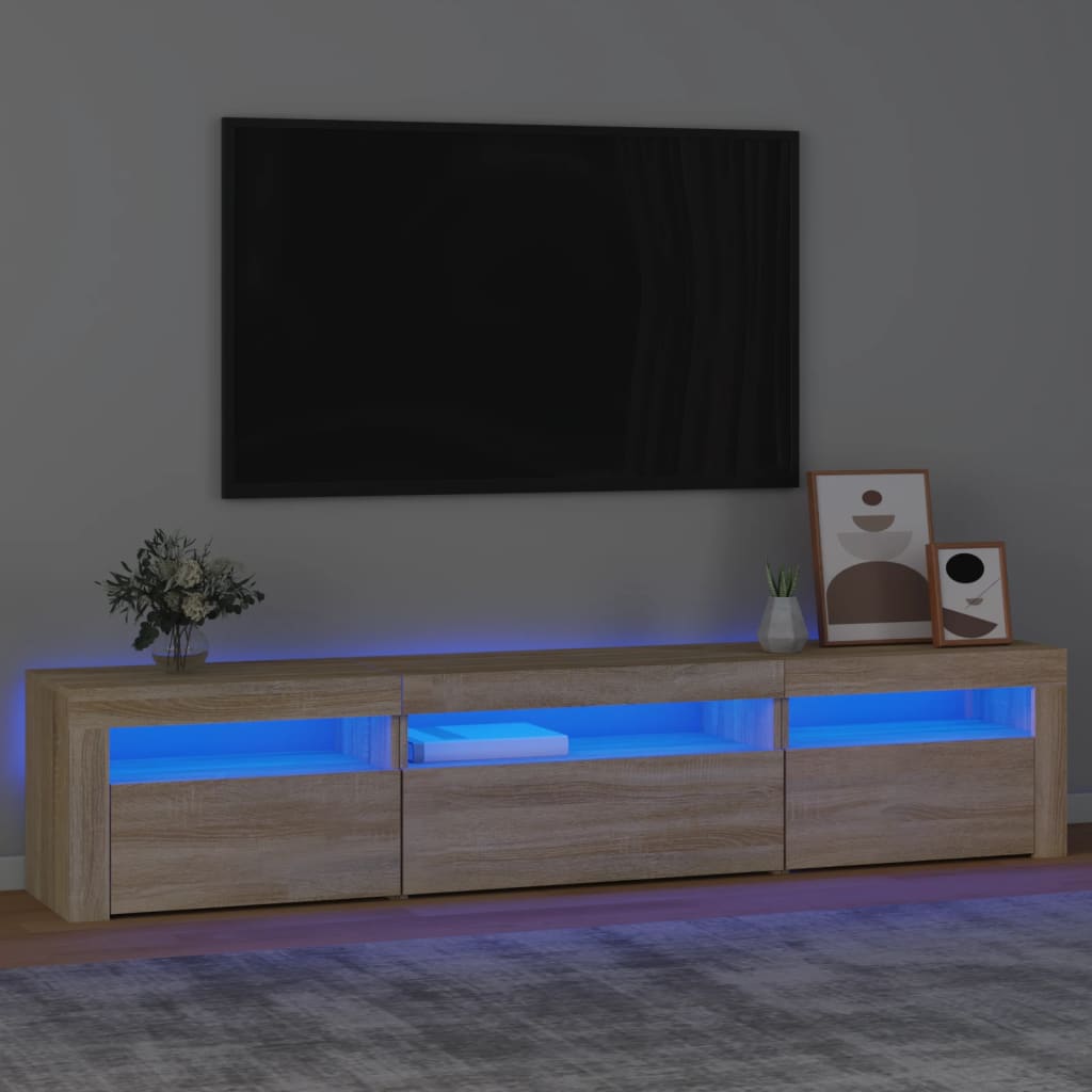 TV-Møbel Sonoma Eik TV-benk med LED-lys 195x35x40 cm