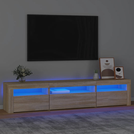 TV-Møbel Sonoma Eik TV-benk med LED-lys 195x35x40 cm