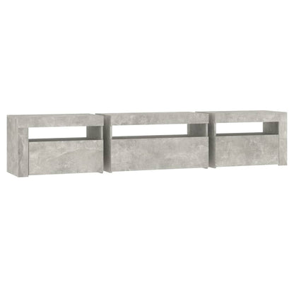 TV-Møbel Betonggrå TV-benk med LED-lys 195x35x40 cm