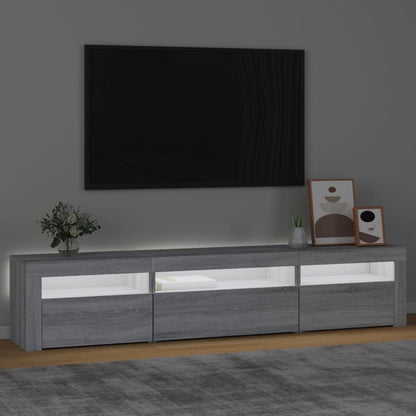 TV-Møbel Sonoma Grå TV-benk med LED-lys 195 x 35 x 40 cm