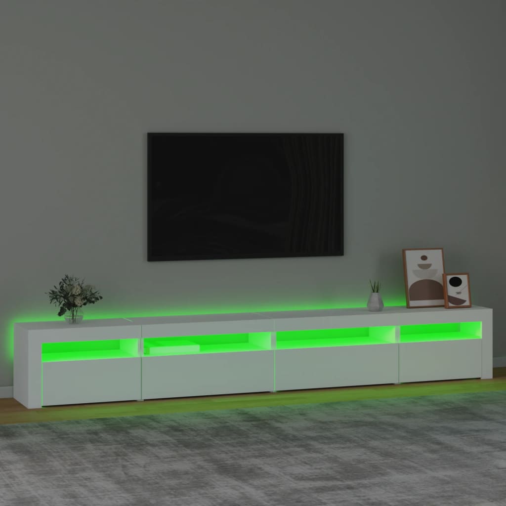 TV-Møbel Hvit TV-benk med LED-lys 270x35x40 cm