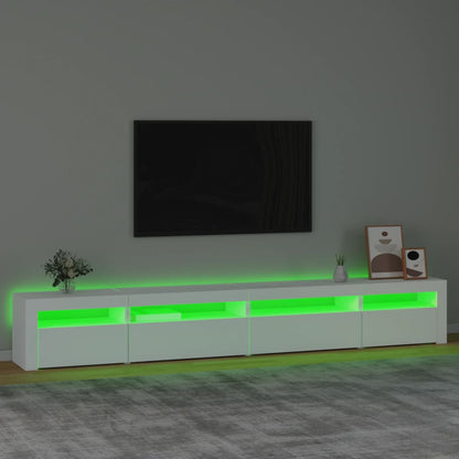 TV-Møbel Hvit TV-benk med LED-lys 270x35x40 cm