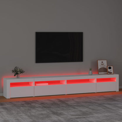 TV-Møbel Hvit TV-benk med LED-lys 270x35x40 cm