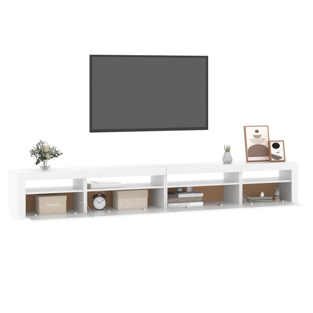 TV-Møbel Hvit TV-benk med LED-lys 270x35x40 cm