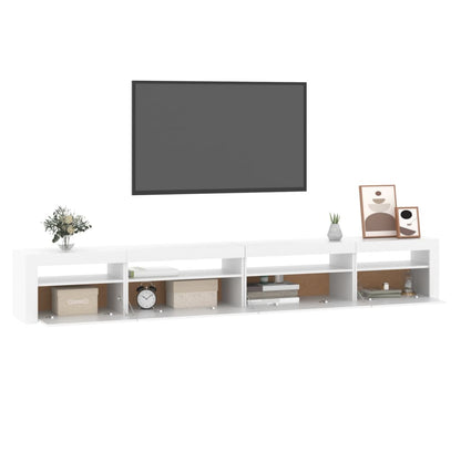 TV-Møbel Hvit TV-benk med LED-lys 270x35x40 cm