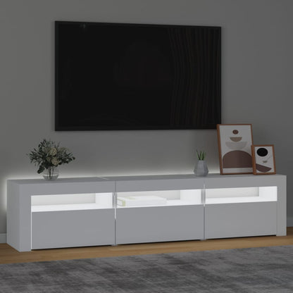TV-Møbel Hvit TV-benk med LED-lys 180x35x40 cm