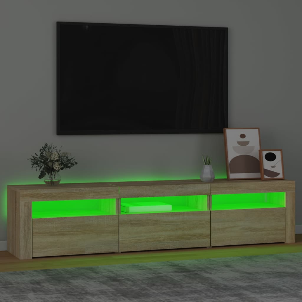 TV-Møbel Sonoma Eik TV-benk med LED-lys 180x35x40 cm