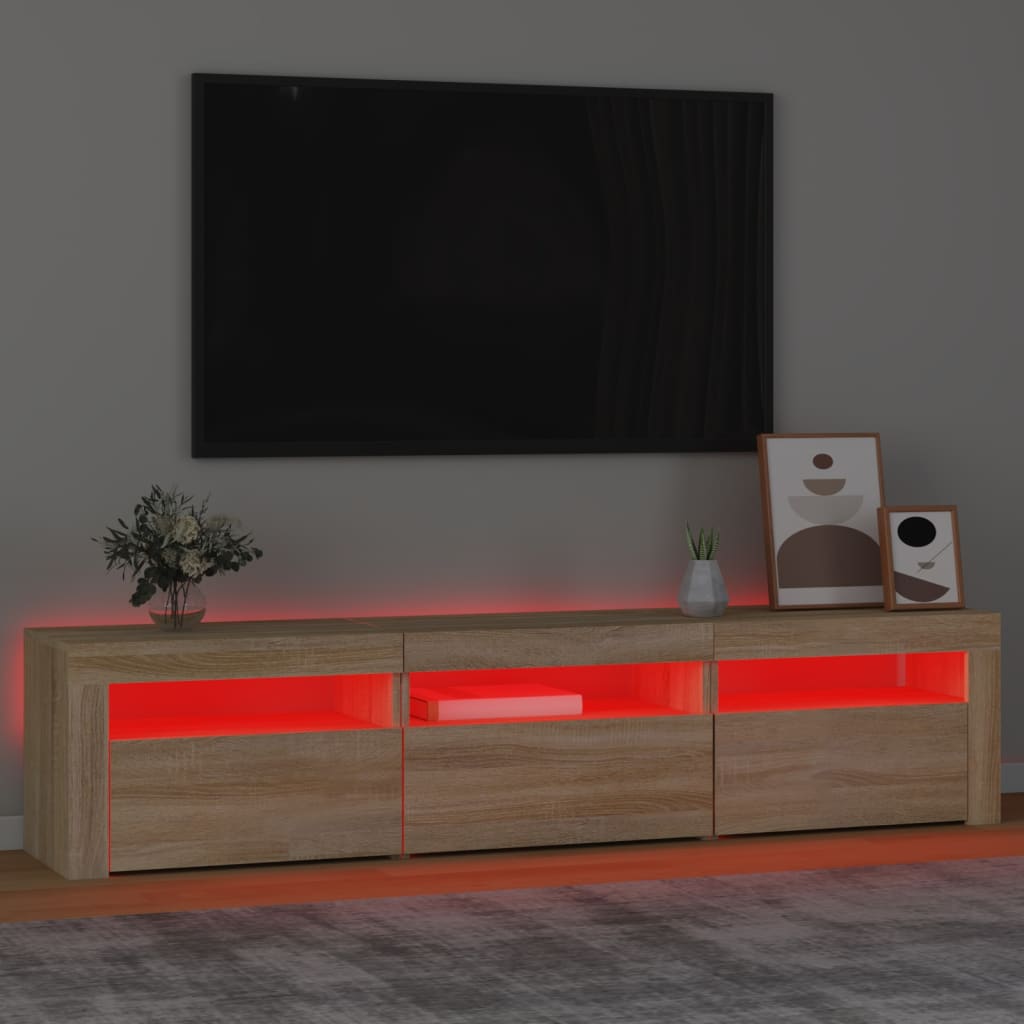 TV-Møbel Sonoma Eik TV-benk med LED-lys 180x35x40 cm