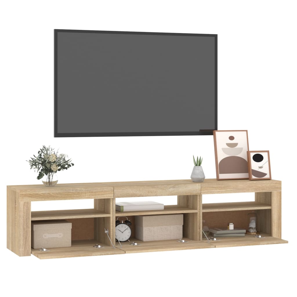 TV-Møbel Sonoma Eik TV-benk med LED-lys 180x35x40 cm
