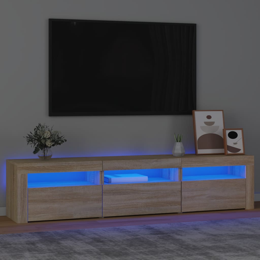 TV-Møbel Sonoma Eik TV-benk med LED-lys 180x35x40 cm