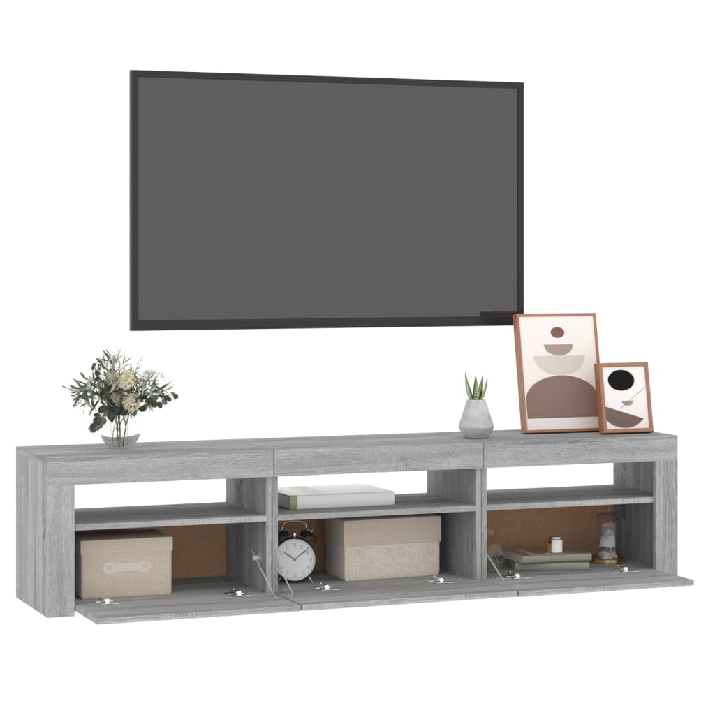 TV-Møbel Sonoma Grå TV-benk med LED-lys 180x35x40 cm