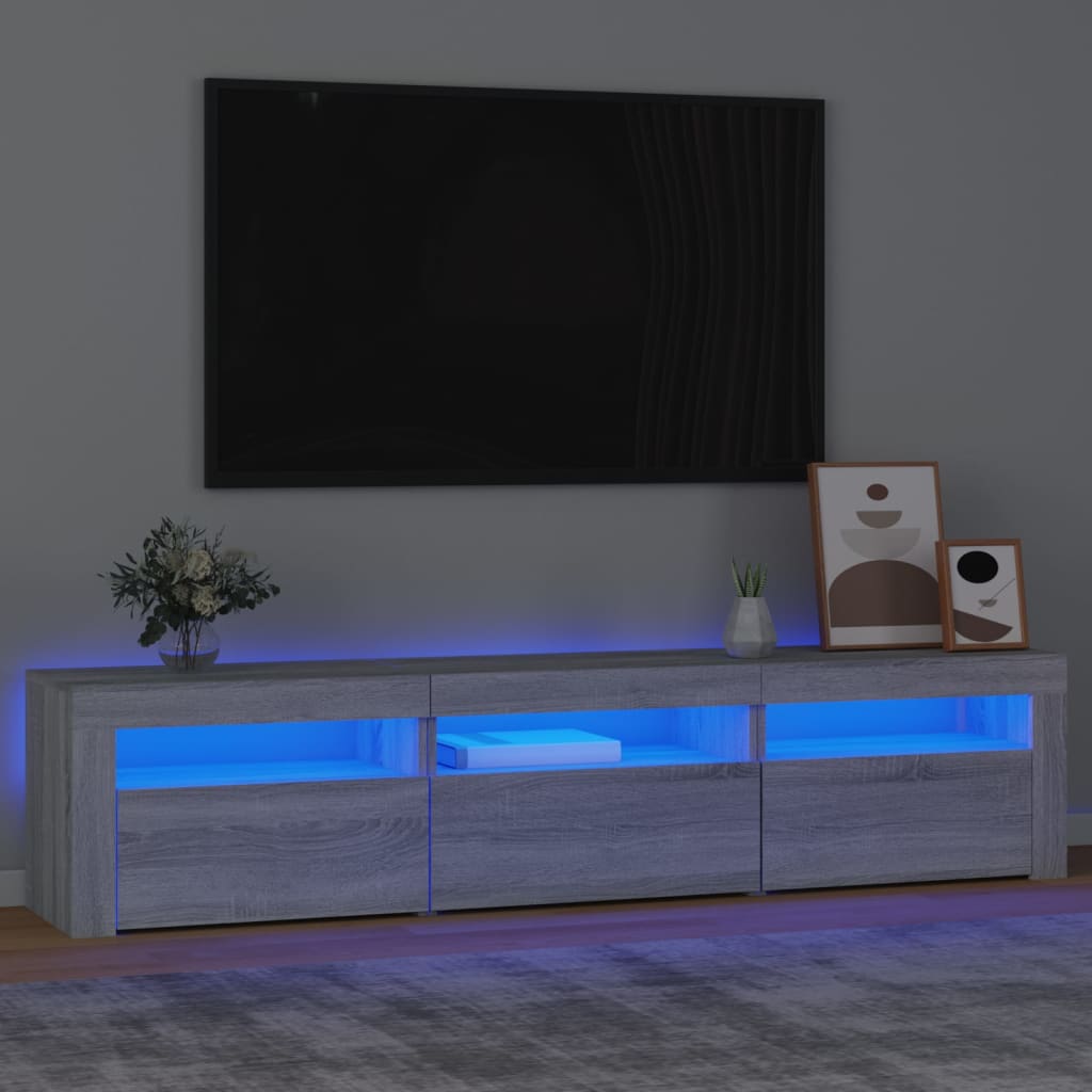 TV-Møbel Sonoma Grå TV-benk med LED-lys 180x35x40 cm