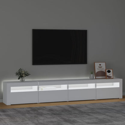 TV-Møbel Hvit TV-benk med LED-lys 240x35x40 cm