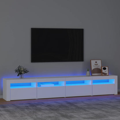 TV-Møbel Hvit TV-benk med LED-lys 240x35x40 cm