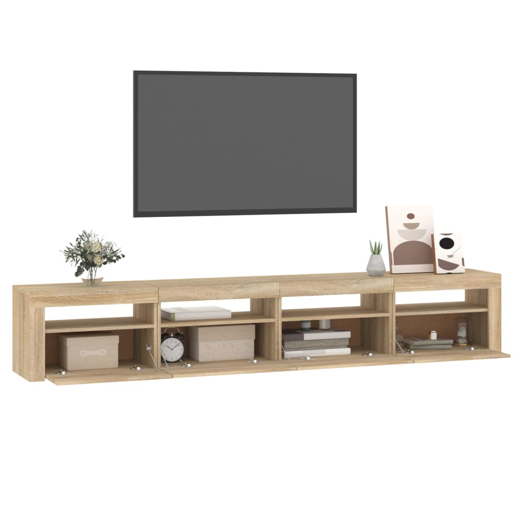 TV-Møbel Sonoma Eik TV-benk med LED-lys 240x35x40 cm
