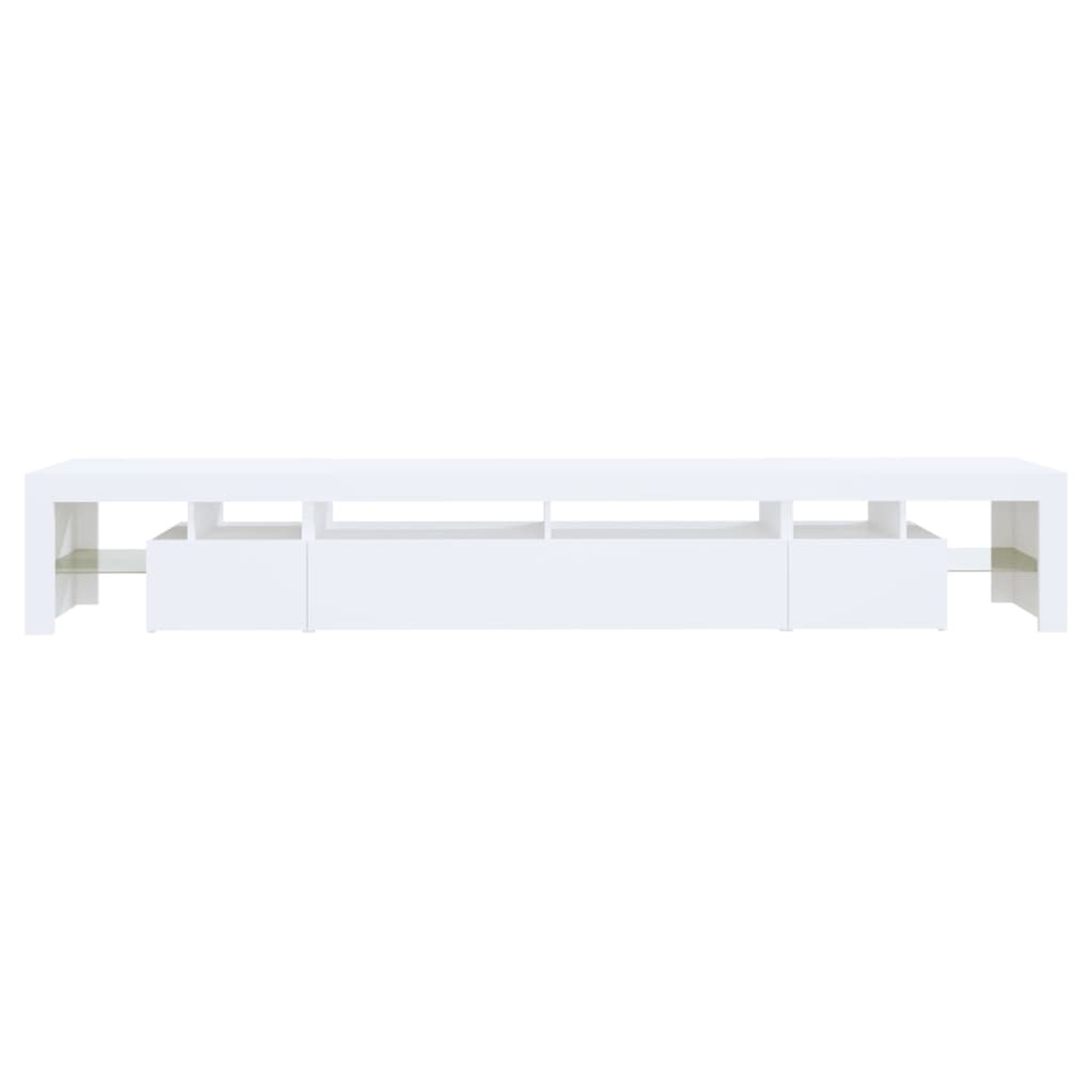 TV-Møbel Hvit TV-benk med LED-lys 260x36,5x40 cm