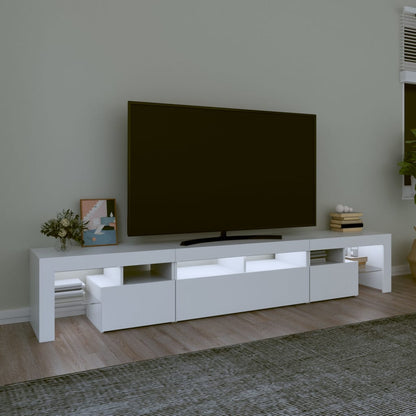 TV-Møbel Hvit TV-benk med LED-lys 230x36,5x40 cm