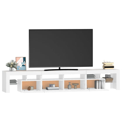 TV-Møbel Hvit TV-benk med LED-lys 230x36,5x40 cm