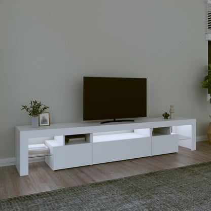 TV-Møbel Hvit TV-benk med LED-lys 215x36,5x40 cm
