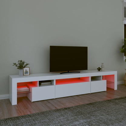 TV-Møbel Hvit TV-benk med LED-lys 215x36,5x40 cm