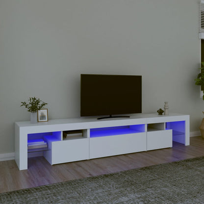 TV-Møbel Hvit TV-benk med LED-lys 215x36,5x40 cm