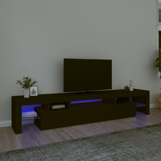 TV-Møbel Svart TV-benk med LED-lys 215x36,5x40 cm